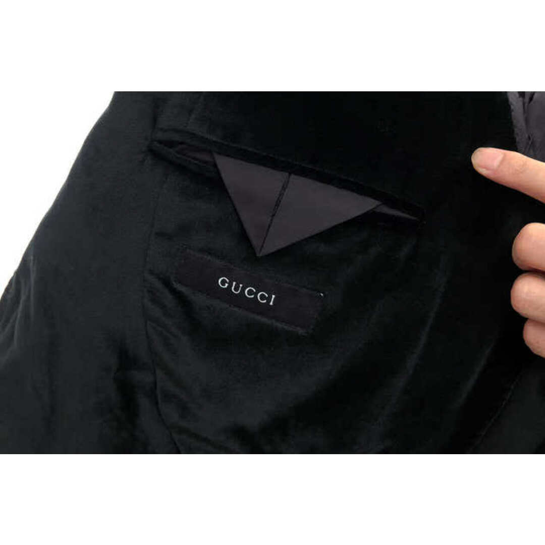 Gucci(グッチ)のグッチ／GUCCI テーラードジャケット ブレザー JKT アウター メンズ 男性 男性用コットン 綿 キャンバス ブラック 黒  CTX75907G 23775 325 ベロア メンズのジャケット/アウター(ダッフルコート)の商品写真