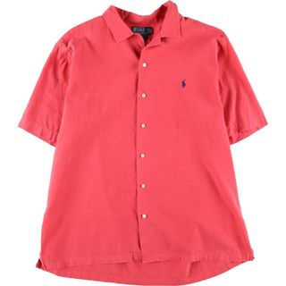 ラルフローレン(Ralph Lauren)の古着 ラルフローレン Ralph Lauren POLO by Ralph Lauren リネン×コットン 半袖 オープンカラー ボックスシャツ メンズXL /eaa263398(シャツ)