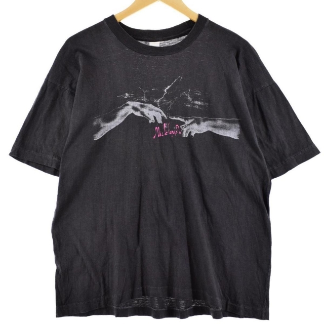 90年代 MICHELANGELO ミケランジェロ アダムの創造 アートTシャツ