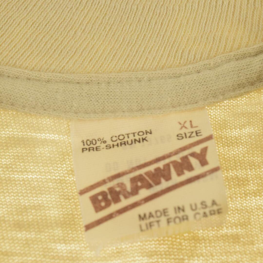 BRAWNY バックプリント 胸ポケット プリントTシャツ USA製 メンズL ヴィンテージ /eaa244567
