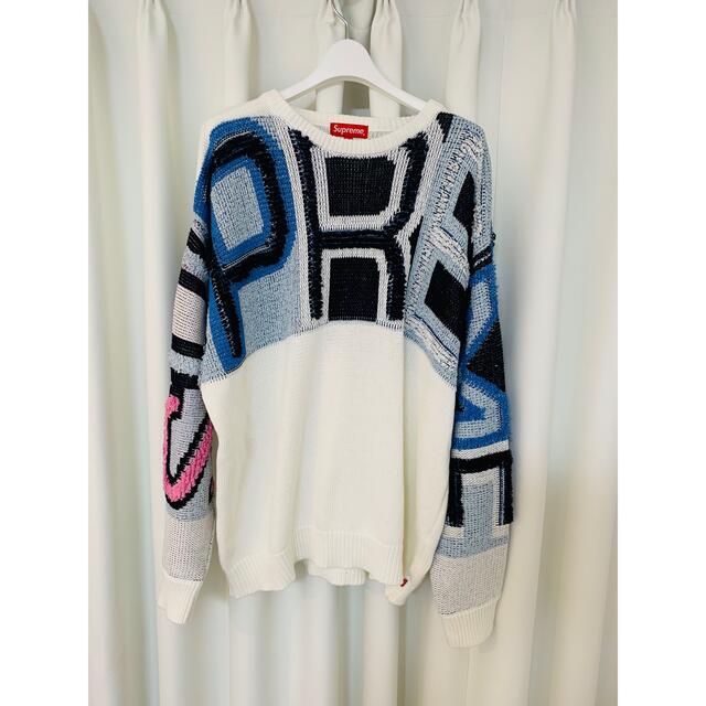 Supreme Chenille Logo Sweater white L