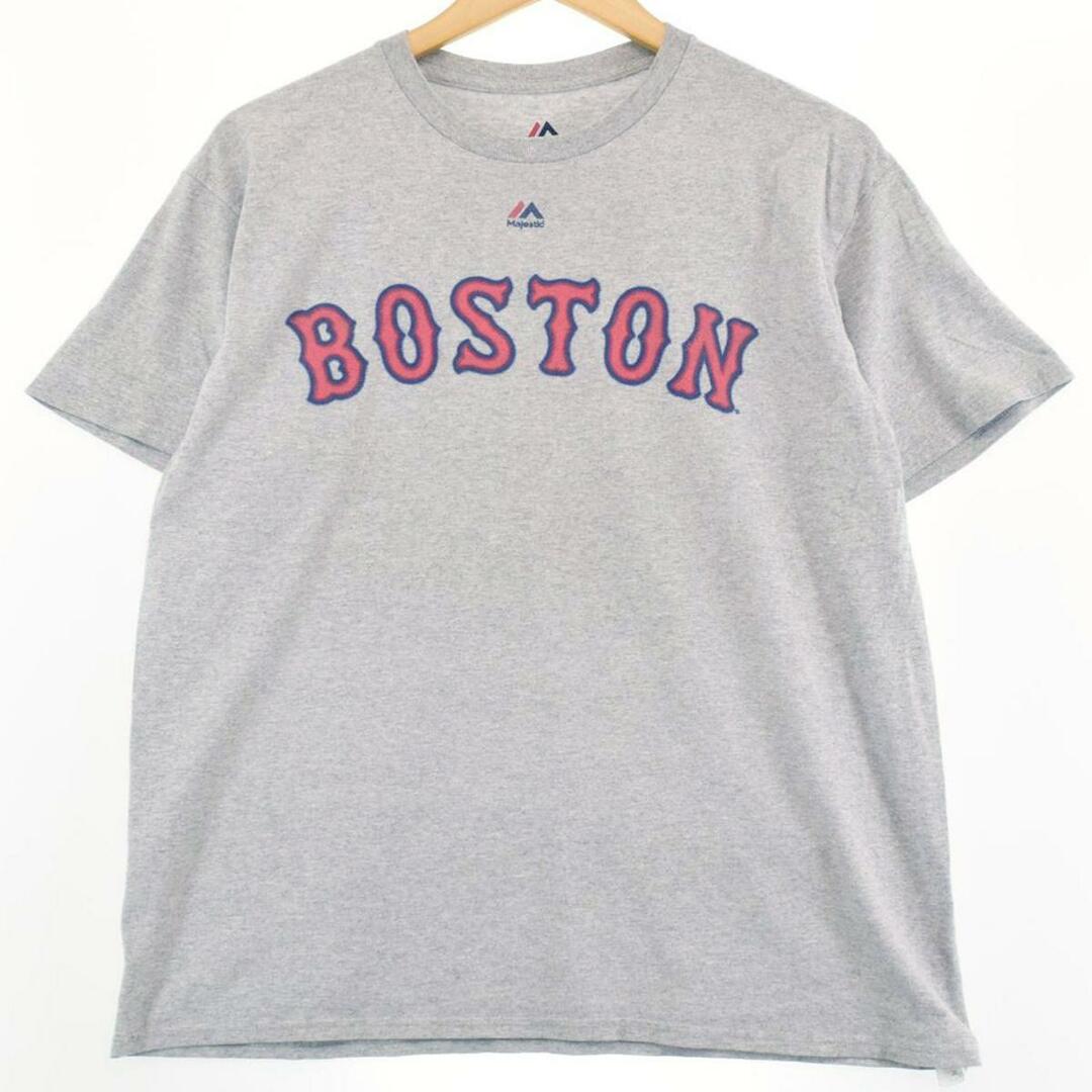 マジェスティック Majestic MLB BOSTON RED SOX ボストンレッドソックス 両面プリント スポーツプリントTシャツ メンズM /eaa252867