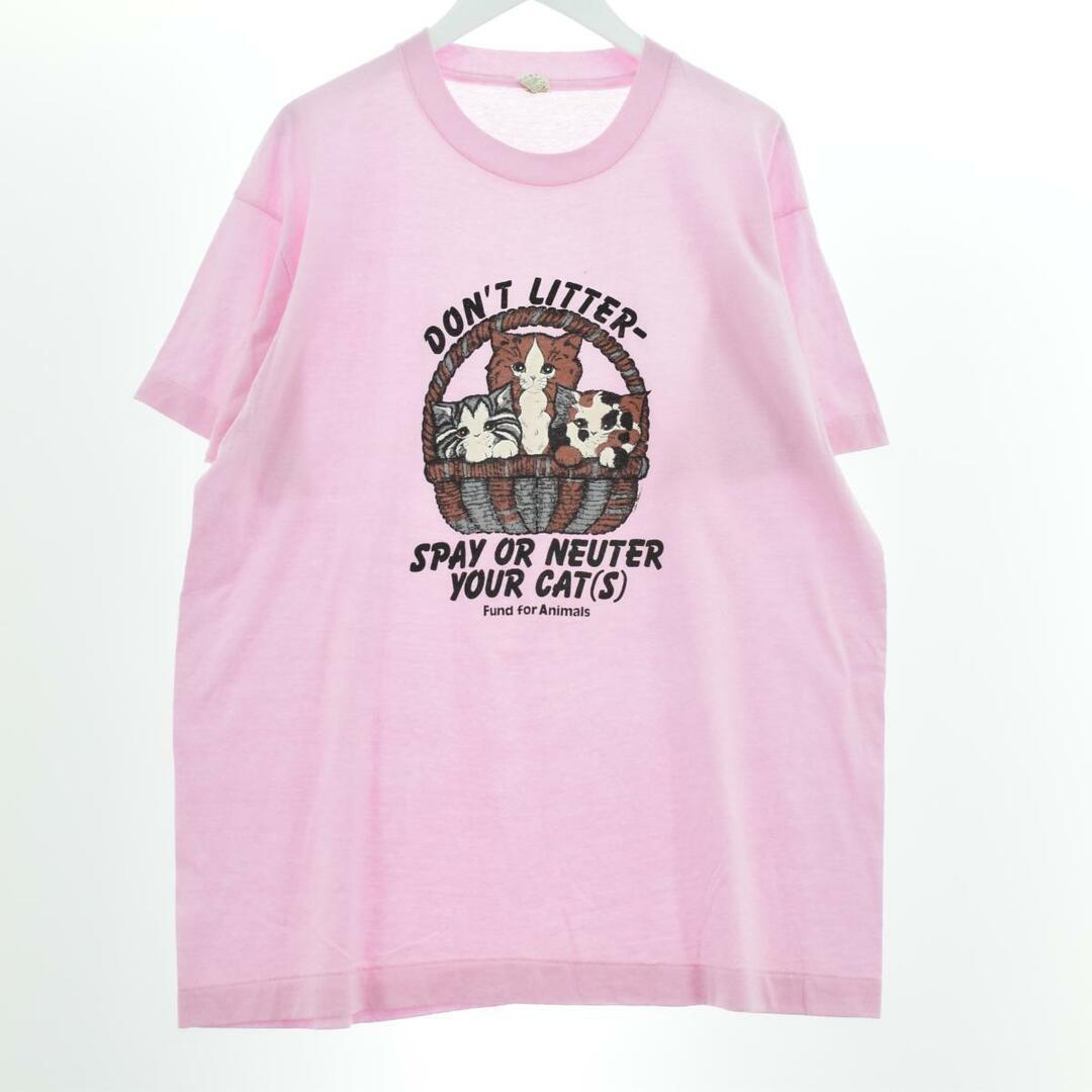 80年代 スクリーンスターズ SCREEN STARS ネコ柄 アニマルプリントTシャツ USA製 メンズM レディースXL ヴィンテージ /eaa246414