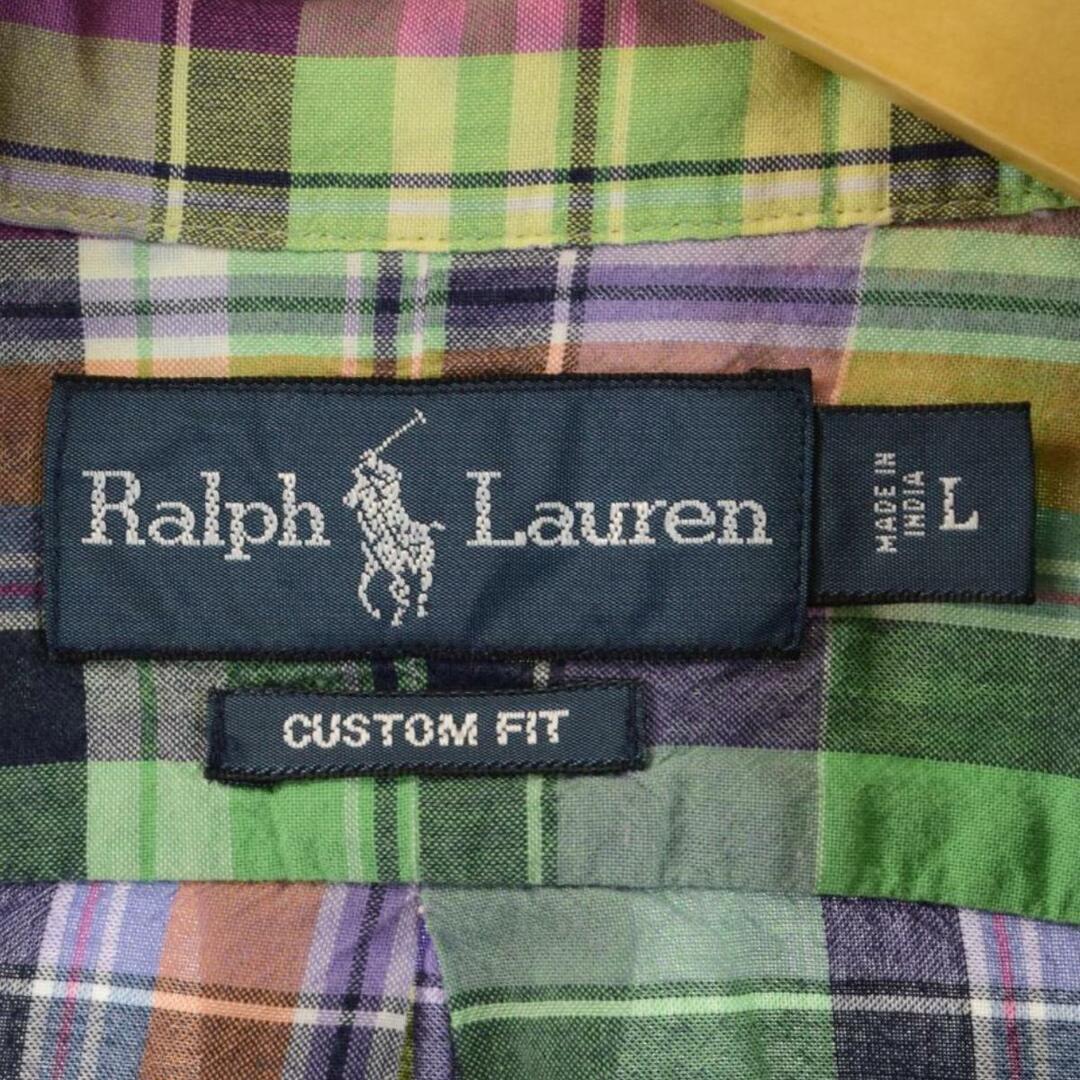 Ralph Lauren(ラルフローレン)の古着 ラルフローレン Ralph Lauren 半袖 ボタンダウンチェックシャツ メンズL /eaa251927 メンズのトップス(シャツ)の商品写真