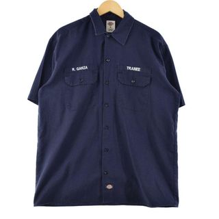 ディッキーズ(Dickies)の古着 ディッキーズ Dickies ワッペン 半袖 ワークシャツ メンズXL /eaa264150(シャツ)