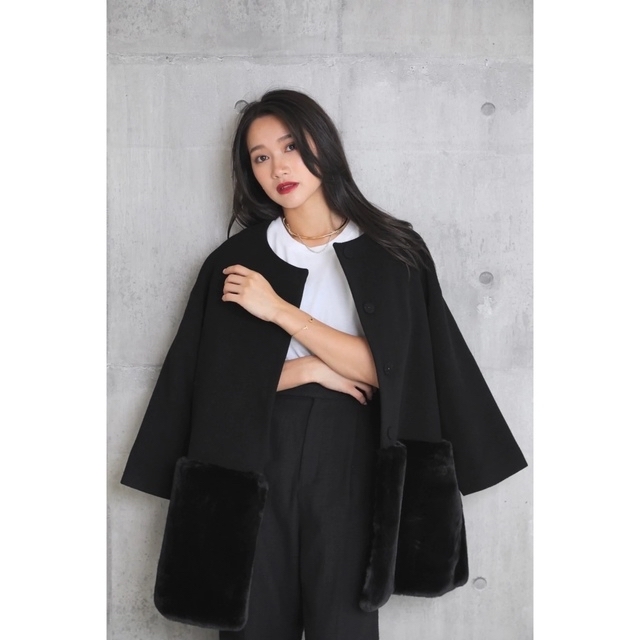 em. エムドット Eco Fur Coat エコファーコート ブラック | www
