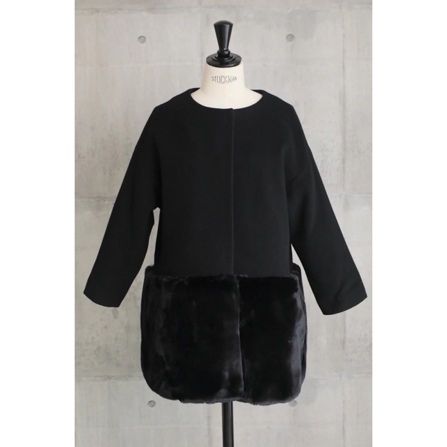 入園式em. エムドット Eco Fur Coat エコファーコート ブラック