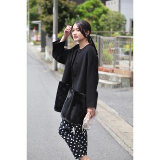 em. エムドット　Eco Fur Coat ノーカラーコート