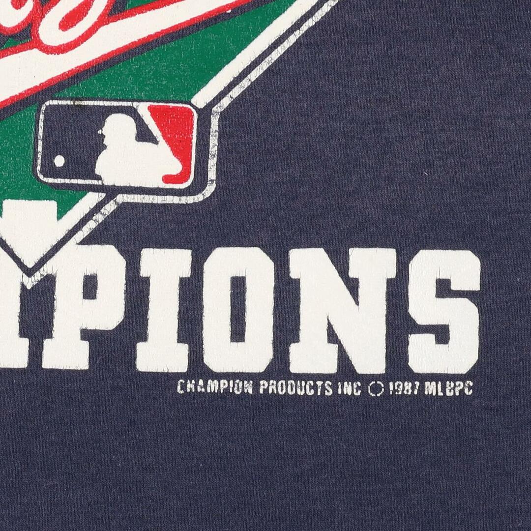 80年代 チャンピオン Champion トリコタグ MLB MINNESOTA TWINS ミネソタツインズ スポーツプリントTシャツ USA製 メンズL ヴィンテージ /eaa331568USA製年代