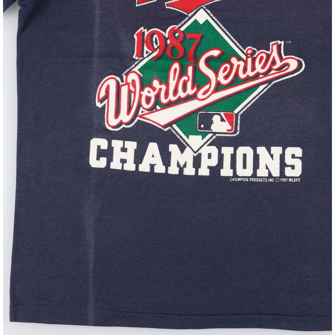 80年代 チャンピオン Champion トリコタグ MLB MINNESOTA TWINS ミネソタツインズ スポーツプリントTシャツ USA製 メンズL ヴィンテージ /eaa331568USA製年代