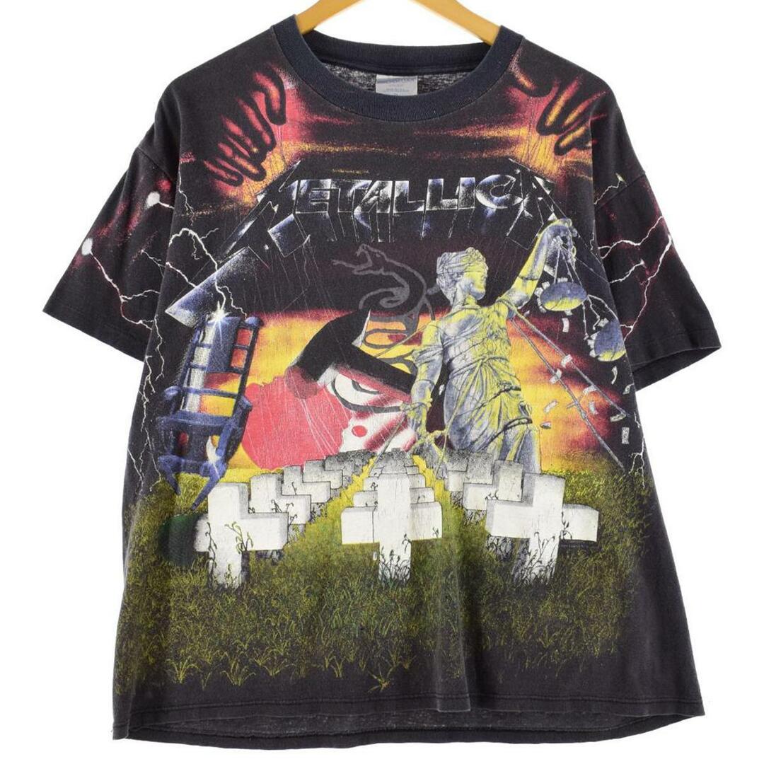 515cm肩幅90年代 BROCKUM METALLICA メタリカ ... AND JUSTICE FOR ALL アルバム 大判プリント バンドTシャツ バンT USA製 メンズL ヴィンテージ /eva001732