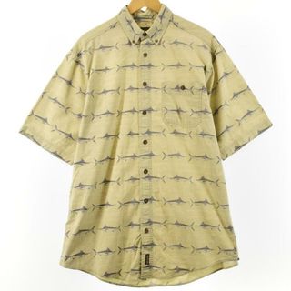 ウールリッチ(WOOLRICH)の古着 ウールリッチ WOOLRICH 総柄 カジキ柄 半袖 ボタンダウンシャツ メンズXL /eaa251918(シャツ)