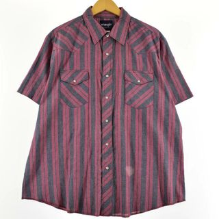 ラングラー(Wrangler)の古着 ラングラー Wrangler WESTERN SHIRTS ストライプ柄 半袖 ウエスタンシャツ メンズL /eaa252539(シャツ)