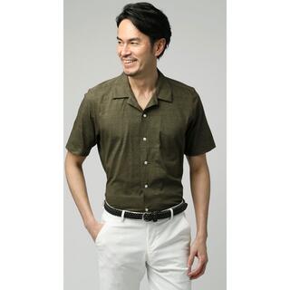 スーツカンパニー(THE SUIT COMPANY)のスーツカンパニーオープンカラーシャツ リネン　サイズL カーキ　新品(シャツ)