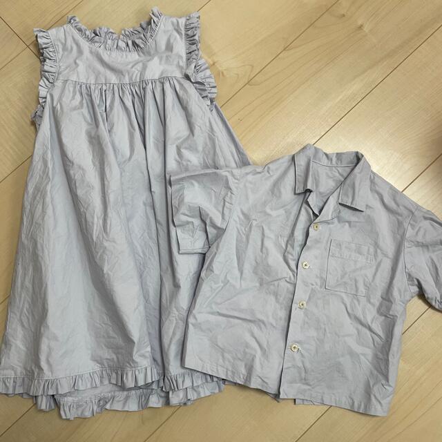 ハンドメイド＊ワンピース、トップスお揃いセット キッズ/ベビー/マタニティのキッズ服女の子用(90cm~)(ワンピース)の商品写真