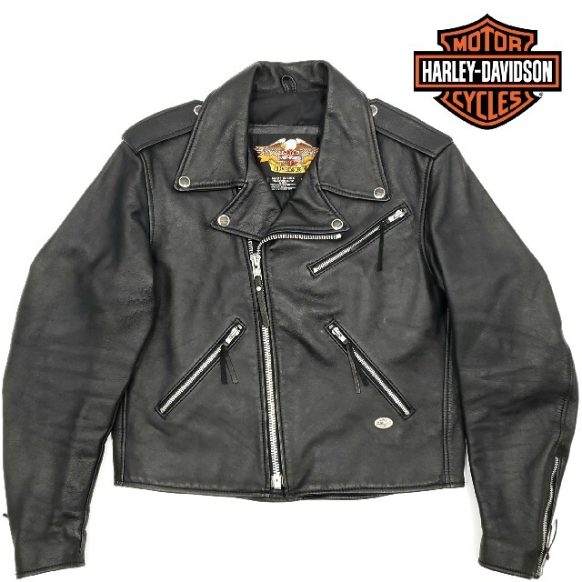 希少USA製◆HARLEY-DAVIDSON◆レザーライダースジャケット 447