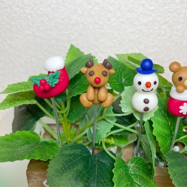 ハンドメイド　ガーデンピック　クリスマスピック① 多肉植物