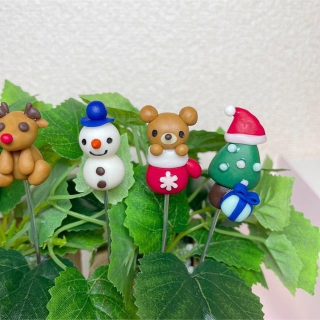 ハンドメイド　ガーデンピック　クリスマスピック① 多肉植物