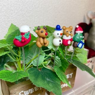 ハンドメイド　ガーデンピック　クリスマスピック① 多肉植物