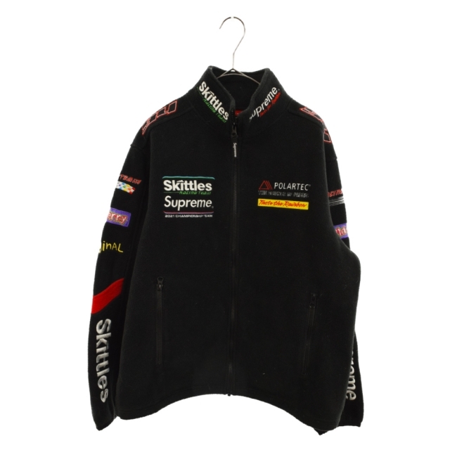 Supreme(シュプリーム)のSUPREME シュプリーム 21AW Skittles Polartec Jacket スキットルズ ロゴ刺繍ポーラテックフリースジャケット ブラック メンズのジャケット/アウター(フライトジャケット)の商品写真