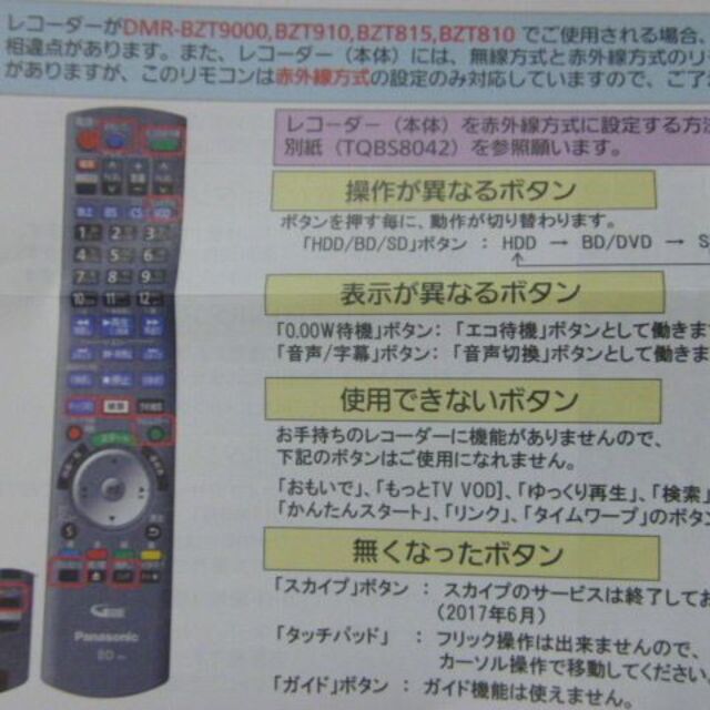 Panasonic   〓N2QAYB共用リモコン BZT BZT BWTの通販