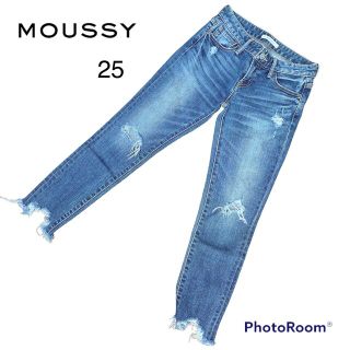 マウジー(moussy)の【moussy】マウジー  カットオフ　デニム　ダメージ　25 美品(デニム/ジーンズ)