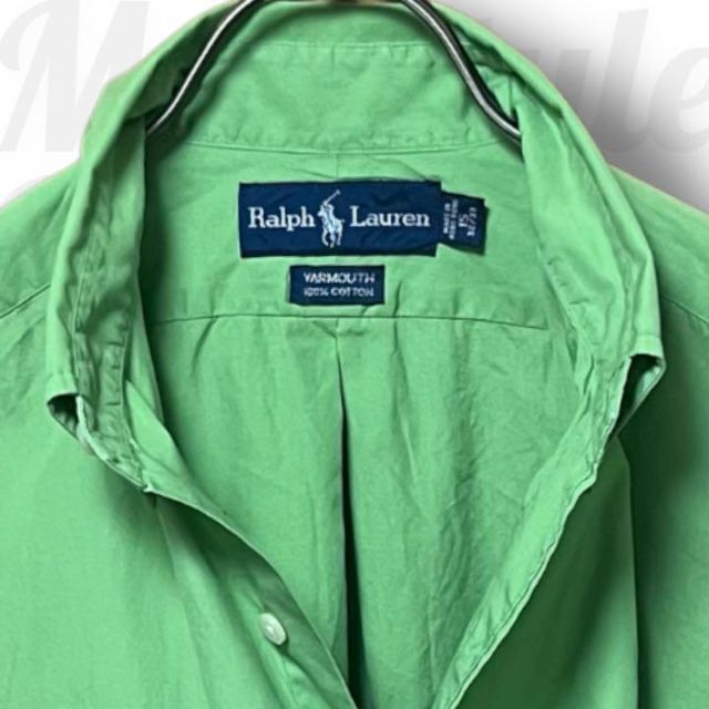 Ralph Lauren(ラルフローレン)の【RALPH LAUREN】古着ビンテージ 長袖 ボタンダウン シャツ グリーン メンズのトップス(シャツ)の商品写真