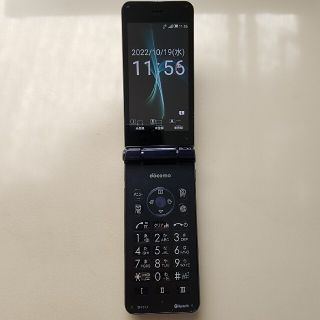 エヌティティドコモ(NTTdocomo)の中古品 ドコモ SH-01J ガラホ ブルーブラック(携帯電話本体)