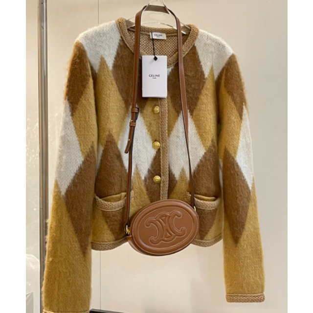 CELINE セリーヌ モヘア カーディガンジャケット CELINE/セリーヌ】アーガイル カーディガンジャケット モヘア