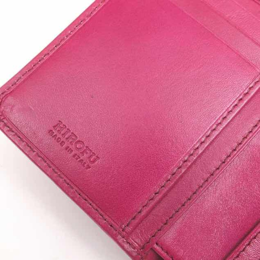 ヒロフ／HIROFU 財布 ウォレット レディース 女性 女性用レザー 革 本革 ピンク  ホック式 小銭入れあり 二つ折り