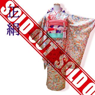 ★sold out★　7歳　レトロ正絹白花車楓　七五三　お着物フルセット(和服/着物)