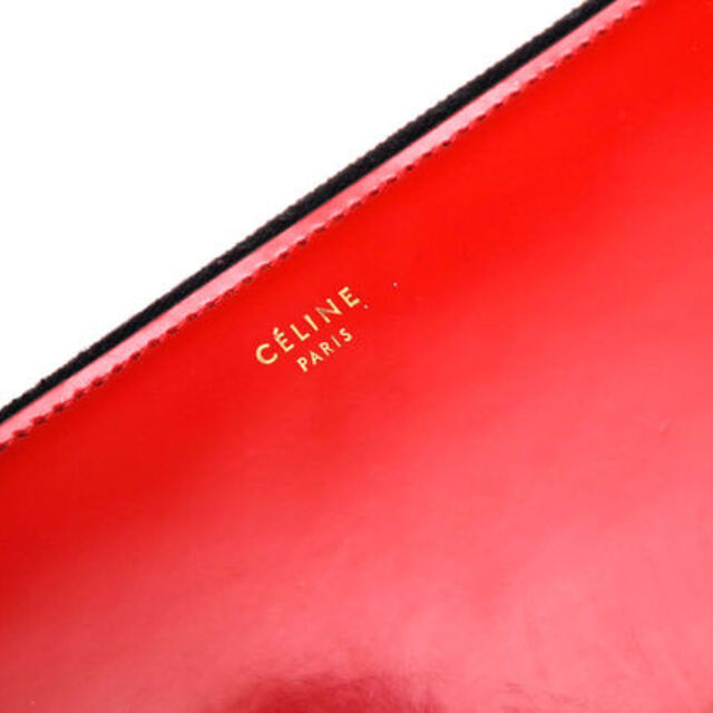 セリーヌ／CELINE 長財布 財布 ウォレット レディース 女性 女性用エナメル パテント レザー 革 本革 レッド 赤  小銭入れあり ラウンドジップ ラウンドファスナー