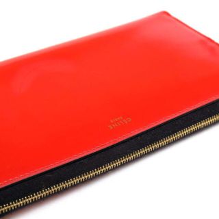 セリーヌ／CELINE 長財布 財布 ウォレット レディース 女性 女性用エナメル パテント レザー 革 本革 レッド 赤 小銭入れあり  ラウンドジップ ラウンドファスナー