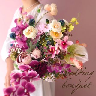 結婚式　ブーケ　アーティフィシャルフラワー　前撮り　秋　クラッチブーケ　造花(ブーケ)