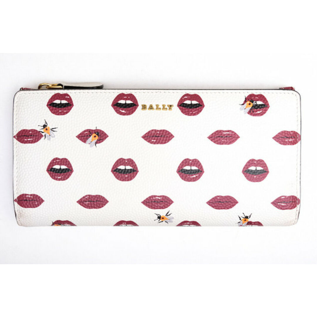 バリー／BALLY 長財布 財布 ウォレット レディース 女性 女性用PVC レザー 革 ホワイト 白  Lip Print リッププリント 小銭入れあり