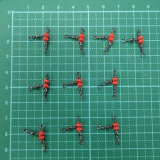 三又トリプルサルカン10個/サイズ12号/黒赤/釣り仕掛/スイベル(釣り糸/ライン)