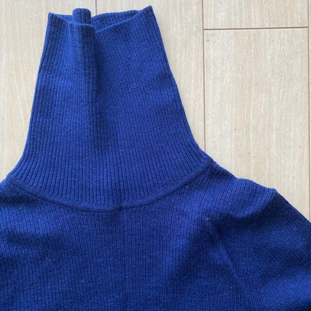 MUJI (無印良品)(ムジルシリョウヒン)の首のチクチクを抑えたリブタートルネック洗えるセーター　ブルーL レディースのトップス(ニット/セーター)の商品写真