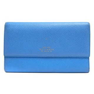 スマイソン(Smythson)のスマイソン／SMYTHSON 長財布 財布 ウォレット レディース 女性 女性用レザー 革 本革 ライトブルー 水色  Panama パナマ 小銭入れあり 三つ折り ユニセックス 男女兼用(財布)