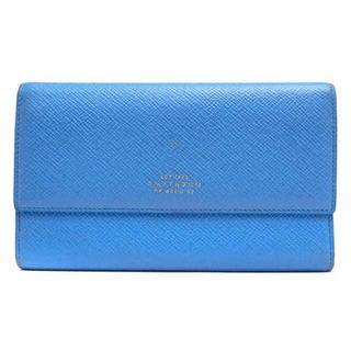 スマイソン(Smythson)のスマイソン／SMYTHSON 長財布 財布 ウォレット レディース 女性 女性用レザー 革 本革 ライトブルー 水色  Panama パナマ 小銭入れあり 三つ折り ユニセックス 男女兼用(財布)