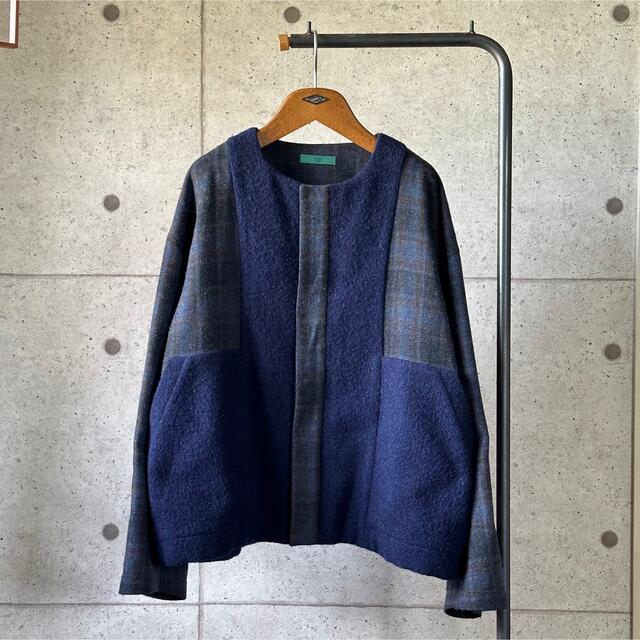 18aw ohta Check Wide Jumper ウールチェックブルゾン