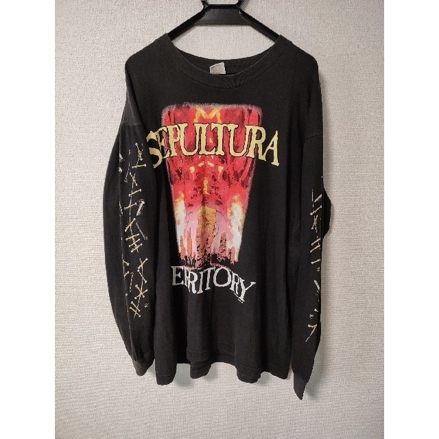 最安価格 古着 ピンホール多々あり ロンＴ Sepultura 90s Tシャツ+カットソー(七分+長袖)