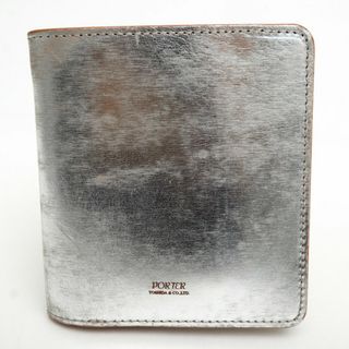 ポーター(PORTER)のポーター 吉田カバン／PORTER 財布 ウォレット メンズ 男性 男性用レザー 革 本革 シルバー 銀  195-01333 FOIL WALLET 箔加工 小銭入れなし 札入れ 二つ折り(長財布)