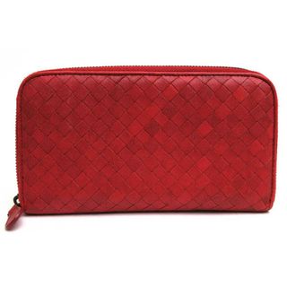 ボッテガヴェネタ(Bottega Veneta)のボッテガヴェネタ／BOTTEGA VENETA 長財布 財布 ウォレット レディース 女性 女性用レザー 革 本革 レッド 赤  小銭入れあり メッシュ・イントレチャート ラウンドジップ ラウンドファスナー(財布)