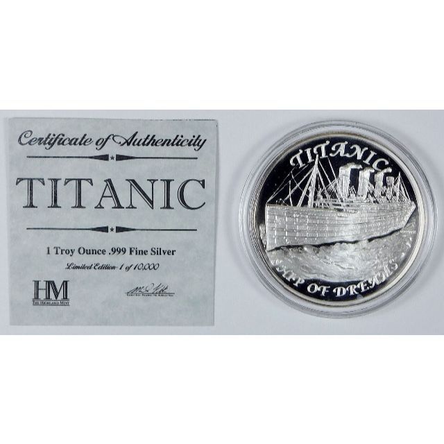 2012 タイタニック号 1オンス 銀貨 超希少 入手困難 愛用 51.0%OFF