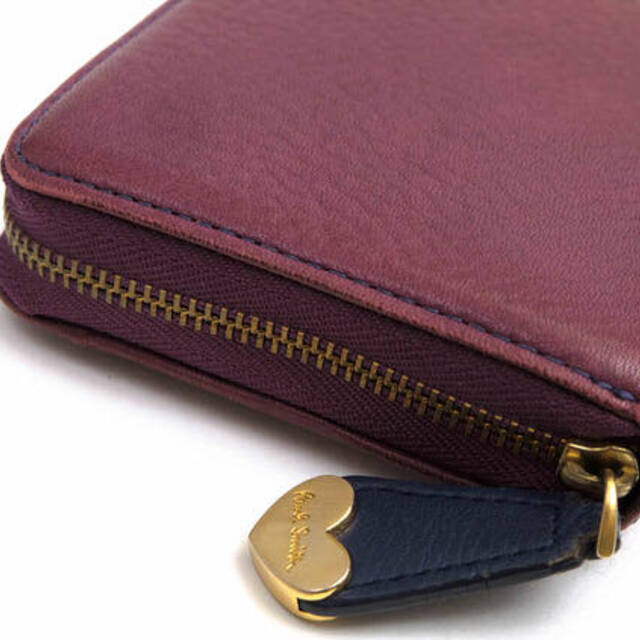 ポールスミス/Paul Smith 長財布 財布 ウォレット レディース 女性 女性用レザー 革 本革 レッド ブラウン 赤 茶 PWA175 ハートプル マルチストライプ ラウンドジップ ラウンドファスナー