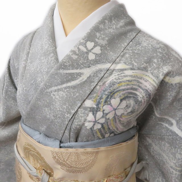 特選 作家物 落款 波頭と龍の図 着物 訪問着 A773-2 M【中古】の 特選 作家物 落款 波頭と龍の図 着物 訪問着 A773-2 M【中古】の