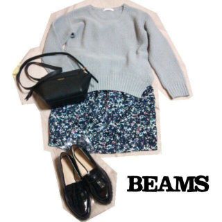 ビームス(BEAMS)のBEAMSネオン花柄コクーンスカート(ひざ丈スカート)