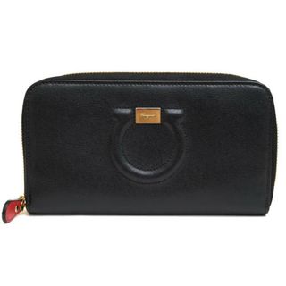 フェラガモ(Ferragamo)のフェラガモ／Salvatore Ferragamo 長財布 財布 ウォレット レディース 女性 女性用レザー 革 本革 ブラック 黒  22C843 GANCIO CITY ガンチョシティ ガンチーニ金具 小銭入れあり ラウンドジップ ラウンドファスナー(財布)