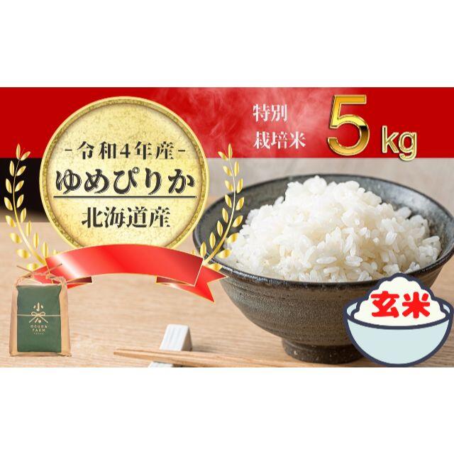 2022年度新米!北海道特別栽培米ゆめぴりか玄米５㎏×１個　 食品/飲料/酒の食品(米/穀物)の商品写真