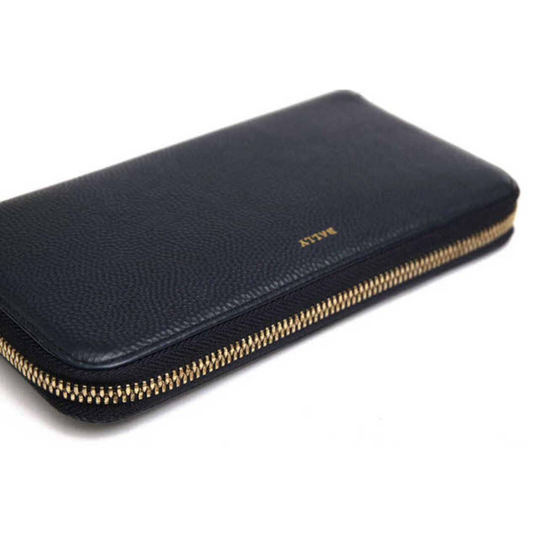 バリー/BALLY 長財布 財布 ウォレット メンズ 男性 男性用レザー 革 本革 ネイビー 紺 MORISSA グレイン型押し 小銭入れあり ラウンドジップ ラウンドファスナー